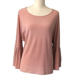 VINCE CAMUTO Women's Stretchy Bell Sleeve Blouse Size Large Pink